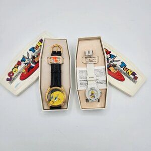 Armitron 1994 Looney Tunes Tweety Bird Watch Lot Of (2) Vintage NIB Need Batt